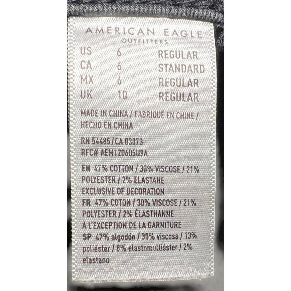 American Eagle Next Level Stretch Skinny Jeans Black Distressed Womens 6 - Picture 5 of 6